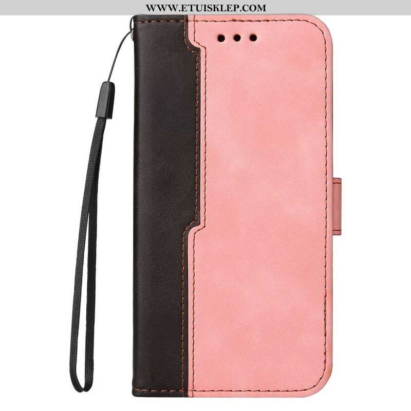 Etui Folio do iPhone 13 Mini Dwukolorowa Sztuczna Skóra